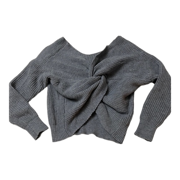 Fashion Nova Reversible Grey Bow Knot Sweater - Picture 1 of 8